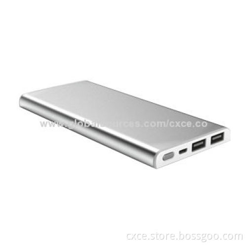 Mobile power bank, 12800mAh, metal cover, dual USB, ultra-slim, PB19